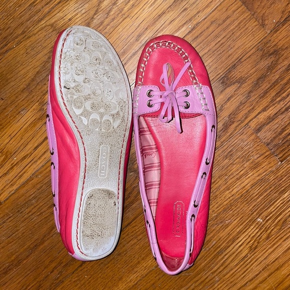 Coach Melon “Sperry style” leather flats 09 boat water Florida pink - Picture 1 of 4